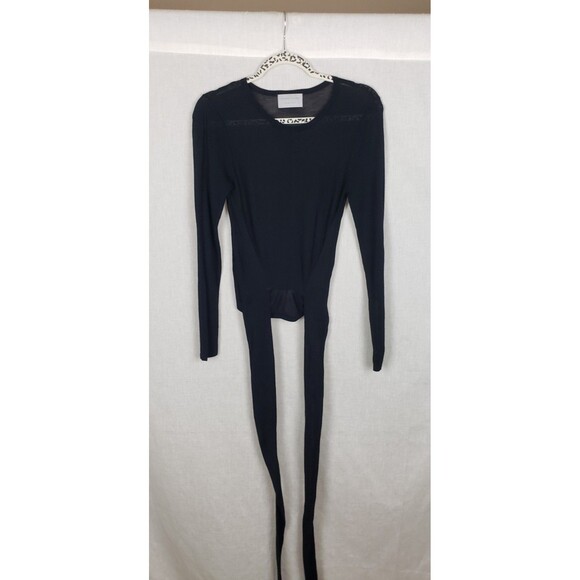 Modern Citizen Womens Top Blouse Black XS Semi Sheer Tied Hem Minimalist Casual - Picture 1 of 3